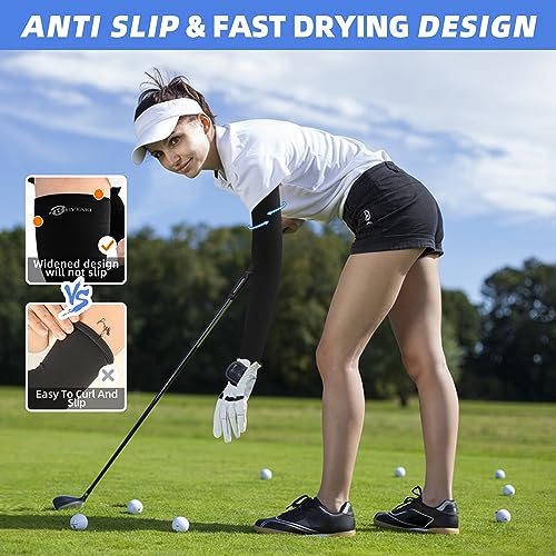 BHYTAKI UV Sun Protection Arm Sleeves, UPF 50 Sports Cooling Arm Compression Sleeves for Men Women Teenager - color: 6 Black