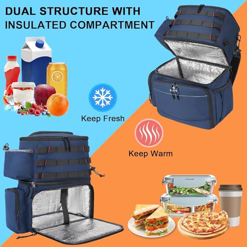 MATEIN Fishing Backpack, Tackle Storage Bag with Rod Holders & Cooler | Water Resistant Fishing Bag Fits 4 3600 Trays, Large Wide Open Tackle Box Backpack, Gifts for Fishermen - color: Blue - Large