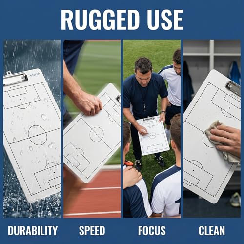 Soccer Clipboard for Coaches, Double-Sided Dry Erase Board | Printed soccer field on a double-sided dry erase clipboard with metal clip; marker and eraser are not included. - style: Soccer