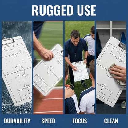 Soccer Clipboard for Coaches, Double-Sided Dry Erase Board | Printed soccer field on a double-sided dry erase clipboard with metal clip; marker and eraser are not included. - style: Soccer