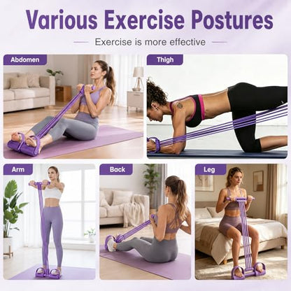 Pedal Resistance Bands with Handles, 2026 New 3 in 1 Multifunction Yoga Resistance Band, Upgrate 8 Tube Exercise Band, Stretching Workout Fitness Bands for Abdomen, Waist, Arm, Leg - color: Pink