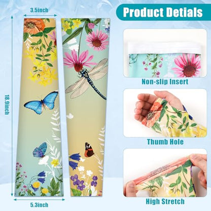Bebila Gardening Sleeves for Women Farm UV Sun Protection Anti-Scratch Cooling Sleeves with Thumb Hole Arms Cover Outdoors - color: Gradient Yellow Green