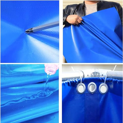 Temporary Saltwater Fish Holding Tank - 0.5mm PVC Canvas Pond with Drain Valve for Koi, Turtles, Aquatic Storage, Swimming Pool, Durable Fish Care Solution - size: 4*2*0.8m