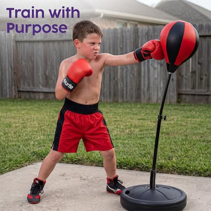 Hurtle Punching Bag with Stand for Adults and Teens, Adjustable Boxing Bag with Premium Gloves, Freestanding Reflex Bag Training Equipment for Home Workout Fitness and Stress Relief - size: 3 FT