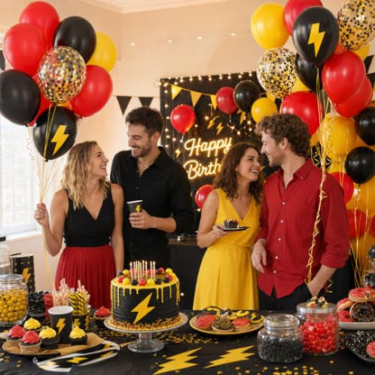 Paready Red Yellow Black Balloons, 60 Pcs Party Balloons for Boys Birthday - color: Red Black Yellow