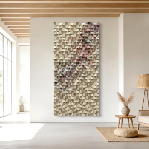 BrightA Handcrafted Geometric Wood Wall Deco 27.6"x55.1" - color: Beige + Multicolor + Ivory, size: 27.6"x55.1"