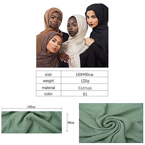 QYMY 4pcs Set Hijab Muslim Head Scarf Solid Color Long Scarf Wrap Scarves Cotton Scarf for Women Fashion L70.7*W35.4 inch QY414 (Black+White+Gray+Dark grey(4pcs set))Medium