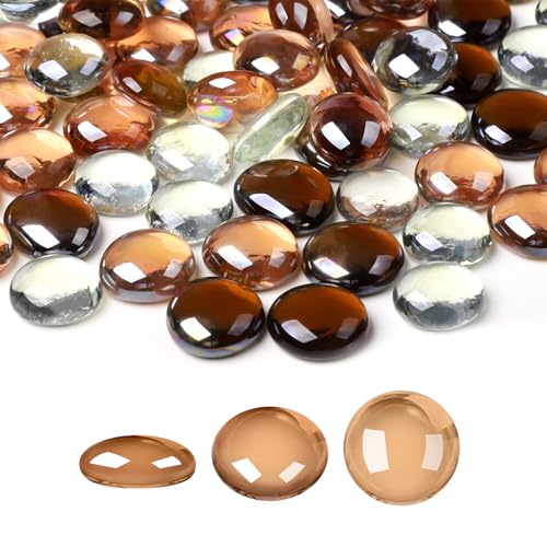 Suream 1 LB Glass Rocks, Rocks for Fish Tank, Sea Glass Beads for Table Scatter, Wedding Centerpiece, Art Crafts, Candle Holder Decor(Dark Amber, Brown, Clear) - color: Clear、Brown、Dark Amber, size: 1LB