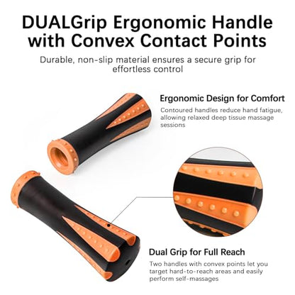 Muscle Roller Massage Roller Stick- Deep Tissue Fascia Blaster for Myofascial Pain Relief, Lymphatic Drainage & Body Sculpting, Handheld Physical Therapy & Recovery Tool (Orange Black) - color: Orange Black