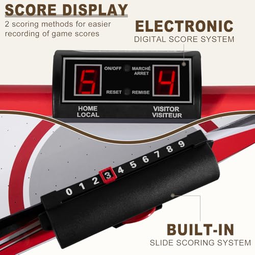 58 Inch Foldable Air Hockey Table, LED Folding Hockey Table Game Set w/2 Pucks, 2 Pushers, Powerful Motor, Hockey Table Gaming Set for Adults and Kids, Home Game Room