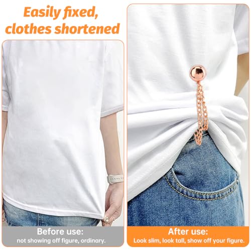 8Pcs Magnetic Clothing Clips with Chain, Multi-Function Magnetic Clothing Clips for Women Clothes Sleeves, Blouses, T Shirt, Pants(Color:Gold+Silver+Black+Rose Gold)