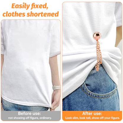 8Pcs Magnetic Clothing Clips with Chain, Multi-Function Magnetic Clothing Clips for Women Clothes Sleeves, Blouses, T Shirt, Pants(Color:Gold+Silver+Black+Rose Gold)