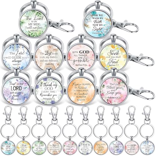 Sasylvia 20 Pack Christian Keychain Bible Verse Key Rings - style: Fresh Style