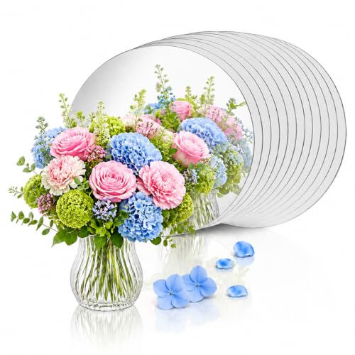 18PCS Round Mirrors for Centerpieces No Glass Circle Wall Mirror 6" Candle Plate Mirror Mirrored Trays for DIY Crafts Wedding Christmas Festival Party Table Decorations (6inch) - size: 6inch/15cm