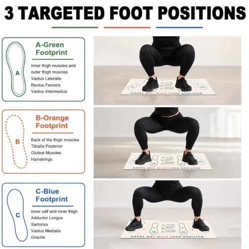 Squat Mat with Foot Position,Non-Slip Workout Mat for Squat & Leg Exercises - color: Beige