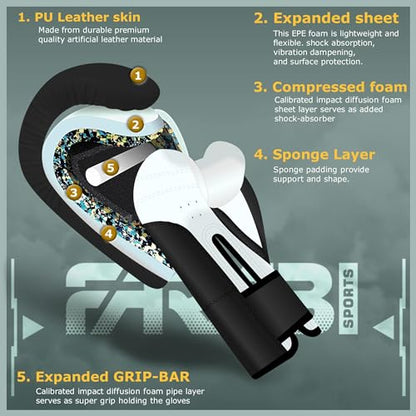 Kids Boxing Gloves for 3-10 Years 4 oz Youth Boxing Gloves Junior Punching Gloves MMA Muay Thai Boys and Girls Training Gloves - color: Black/White
