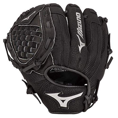 Mizuno Prospect PowerClose Youth Baseball Glove Series I V-Flex Notch I Parashock Palm Pad I Buttersoft Palm Liner - color: Black|Tartan Flex Web, size: 10"|All Positions|Ages 3-6