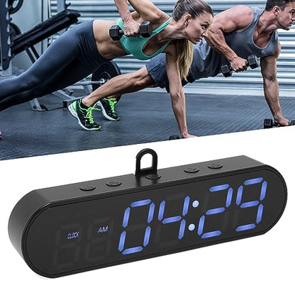Portable Gym Timer, USB Rechargeable Magnet Workout Clock Large Dispaly Interval Timer Stopwatch with Buzzer, HIIT Tabata Boxing Timer for Home Exercise
