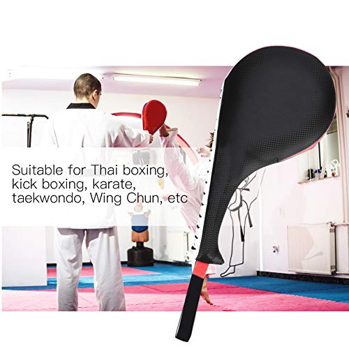 RiToEasysports Taekwondo Kick Pad, PU Leather Target Pad with High Dense Sponge 14.8 X 7.1 X 2.4 in, Shock Absorption Solid Stitching for Children Home Gym Martial Arts Training - color: Black