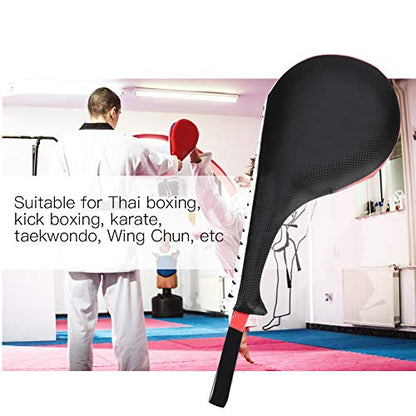 RiToEasysports Taekwondo Kick Pad, PU Leather Target Pad with High Dense Sponge 14.8 X 7.1 X 2.4 in, Shock Absorption Solid Stitching for Children Home Gym Martial Arts Training - color: Black