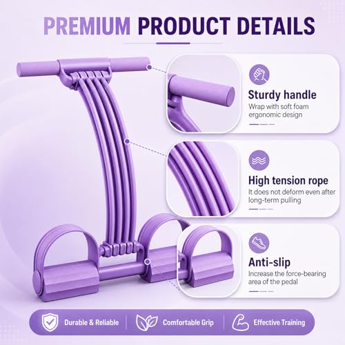Pedal Resistance Bands with Handles, 2026 New 3 in 1 Multifunction Yoga Resistance Band, Upgrate 8 Tube Exercise Band, Stretching Workout Fitness Bands for Abdomen, Waist, Arm, Leg - color: Pink