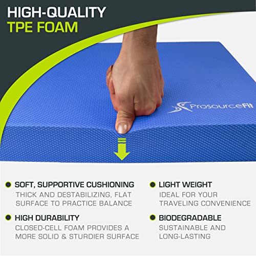 ProsourceFit Exercise Balance Pad, Non-Slip Cushioned Foam Mat & Knee Pad for Fitness and Stability Training, Yoga, Physical Therapy - color: Blue, size: XL - (18.75" x 15")