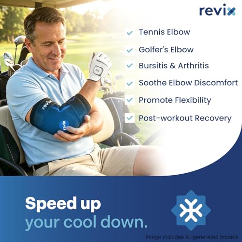 REVIX Cubital Tunnel Elbow Brace with Upgraded Soft Detachable Gel Pack, Tennis Elbow Ice Pack Wrap for Pitchers, Hot and Cold Therapy Support for Athletes, Golfer's Elbow, Post-workout Recovery