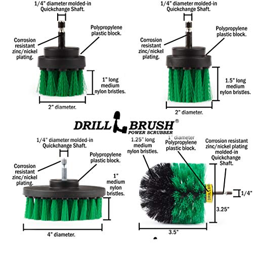 Cast Iron Skillet - Cleaning Supplies - Drill Brush Kitchen Cleaning Kit | Crock Pot Scrubber - Cutting Board, Stove, Sink, Counter-Top, Baseboard, Trash Can, Tile and Flooring - Grout Cleaner - color: Green