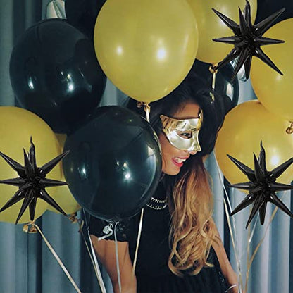 6 Pcs Black Star Foil Balloons One-Piece 14-Pointed Star Balloon 4D Cone Mylar 22inch Christmas Birthday Wedding Fireworks Shape Party Supplies (Black) - color: Blue