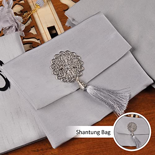 BABY SHOWER CHOCOLATE Prayer Rug Islamic Gift Set, Velvet Prayer Mat, Prayer Beads, Scarf and Yaseen Book, Perfect Family and Muslim Eid Gifts (Gray) - color: Grey