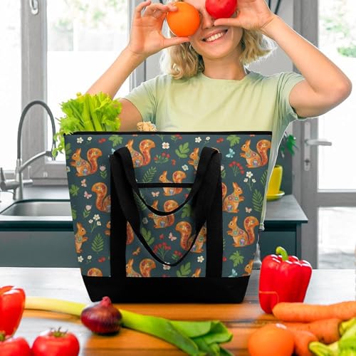 SWEET TANG Cooler Bag, Floral Squirrels Reusable & Leak Proof Food Grocery Bag, Portable Travel Cooler - color: Pattern 99