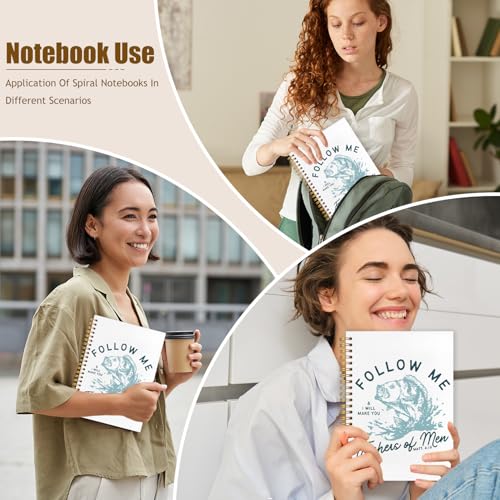 WUCHJ Blue Retro Fish Christian Notebook,Boys Religious Notebook, Matthew 4:19 Bible Verse Journal, Blue Religious Scripture Spiral Notebook Journal for Note Taking, Christian Faith Based Gifts for Women Men, 5.5x8.3 Inch - color: follow me blue fish