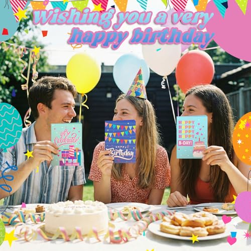AmazingSpark 4 Set Birthday Gift Card Booklet Cardboard Christmas Birthday Money Holder for Cash Xmas Gift Party Favor Bulk Surprise Money Card Sleeve for Teacher Employee Appreciation - style: Macaron Birthday