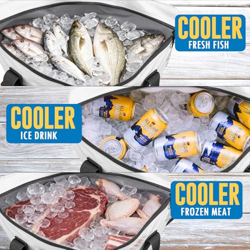 THKFISH Insulated Fish Cooler Bag, Fish Kill Bag for Caught Fish | 40x16in/25x17.5in Portable Waterproof Insulated Fish Bag Keeps Ice for 24 Hours - color: White-Grey-25x17.5x8.6"
