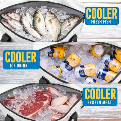 THKFISH Insulated Fish Cooler Bag, Fish Kill Bag for Caught Fish | 40x16in/25x17.5in Portable Waterproof Insulated Fish Bag Keeps Ice for 24 Hours - color: White-Grey-25x17.5x8.6"