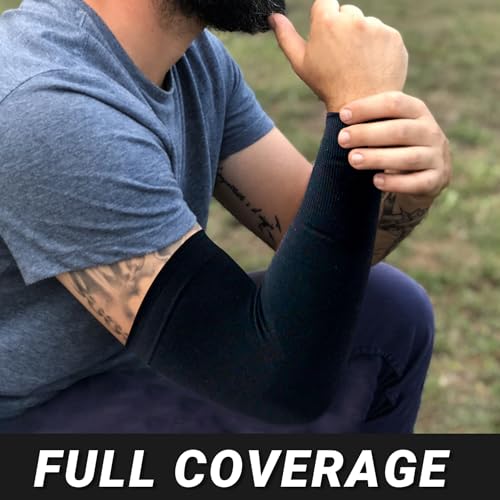 PFFY UV Protection Cooling Arm Sleeves for Men and Women UPF 50 Sun Sleeve - color: 2 Pairs - 1 Black+1 White