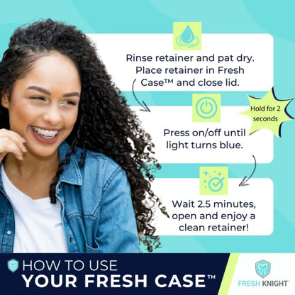 FRESH KNIGHT UVC Retainer Cleaner & Denture Cleaner - UV Retainer Case - Ideal for Invisalign & Mouth Guards - White UV Retainer Container - Convenient Travel Size - color: White UV