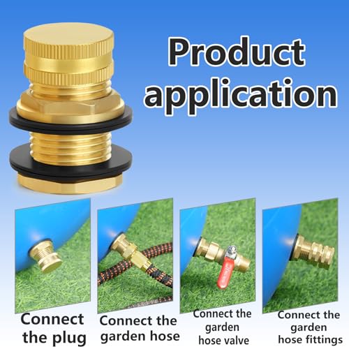 Ceaeso Brass Male Garden Hose Bulkhead Fitting With Plug, 1/2" Female NPT, 3/4" Male GHT (garden Hose Thread), Brass Tank Connector/drain/flush Port Kit For Rain Barrels, Aquariums, Sinks，1 Pack - color: 1 pack