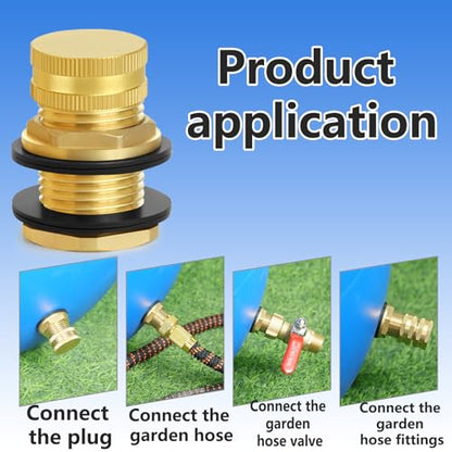 Ceaeso Brass Male Garden Hose Bulkhead Fitting With Plug, 1/2" Female NPT, 3/4" Male GHT (garden Hose Thread), Brass Tank Connector/drain/flush Port Kit For Rain Barrels, Aquariums, Sinks，1 Pack - color: 1 pack