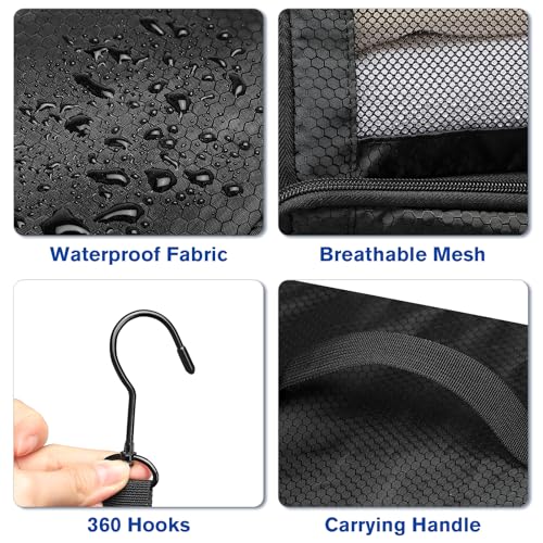 ToMiss Hanging Suitcase Organizer, Travel Essentials Carry-on Collapsible Packing Cubes for Travel, Stow-N-Go Portable Hanging Closet Organizer Shelves Luggage Bag, Medium, Black