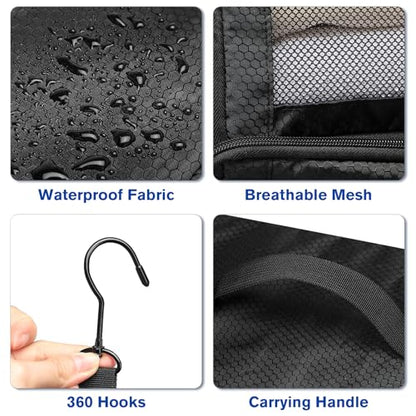 ToMiss Hanging Suitcase Organizer, Travel Essentials Carry-on Collapsible Packing Cubes for Travel, Stow-N-Go Portable Hanging Closet Organizer Shelves Luggage Bag, Medium, Black