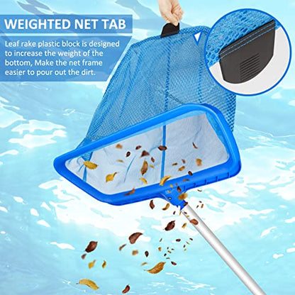 Poolvio Swimming Pool Skimmer Net, Fine Mesh Pool Leaf Rake Net with Double-Layer Deep Bag, Reinforced Frame - Swimming Pool Nets for Cleaning Finest Debris - size: Plastic Double Layer Pool Rake