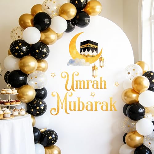 Umrah Mubarak Decal Umrah Mubarak Decorations Happy Eid Party Decorations for Balloon Arch Sticker