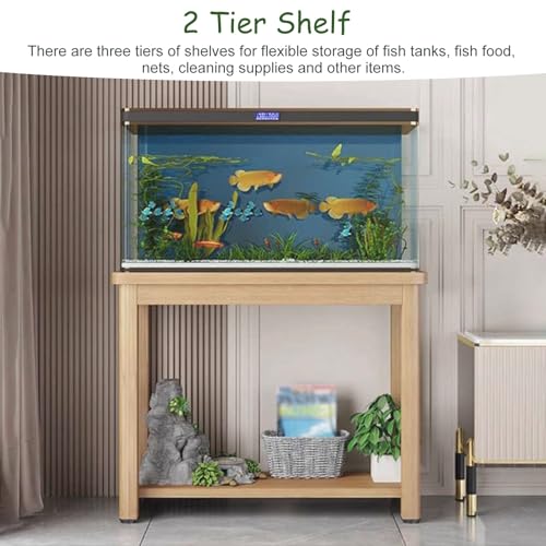 Vibeo Solid Wood Fish Tank Stand, Aquarium Stand with Plant Shelf, 5 10 15 20 30 40 Gallon Fish Tank Table, Reptile Tank Rack for Home Office(ligjt Grey,60x40cm(23 5/8" x15 3/4")) - color: Ligjt Grey, size: 60x40cm(23 5/8"x15 3/4")