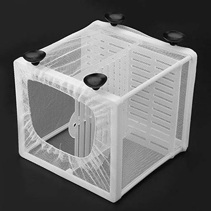 Fish Breeder, Large Breeder Net with Suction Cups, Nylon Mesh Fish Fry Hatchery Isolation Box Separation Net for Fish, Plants, Shrimp on Aquarium Tank, 6.2 x 6.2 x 5.5in