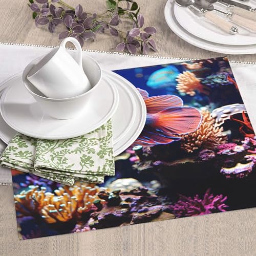 Coral Reef Fish Aquarium Dish Drying Mat for Kitchen Counter 18"x16" Super Absorbent Microfiber Dish Drying Pad Non-slip Drainer Mats Extra Large Dish Rack Pad Kitchen Drying Mat