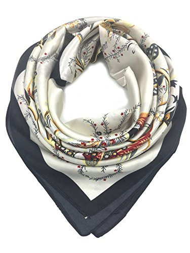 YOUR SMILE Silk Like Scarf Women's Fashion Pattern Large Square Satin Headscarf Headdress - color: 131