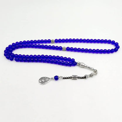 ALBASHAN blue tasbih 8mmx 99 100 beads with Metal tassel prayer beads gift Muslim Rosary - size: 8MMX99BEADS