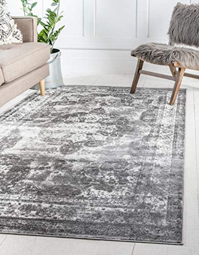 Unique Loom Sofia Collection Area Rug - Salle Garnier (5' 3" x 8' Rectangle Gray/Ivory) - color: Gray/Ivory, size: 5'3" x 8' (Rectangular)