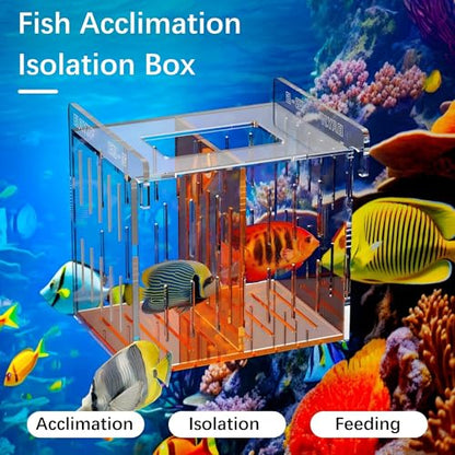 Acrylic Acclimation Box for Saltwater Fish and Reef Coral Quarantine Isolation Box for Aquarium Fish Hydroponic Plant External Breeding Box - size: 7.87inch*6.69inch*7.87inch